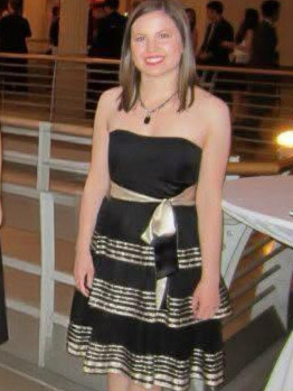 Black and Champagne BCBG Strapless Dress